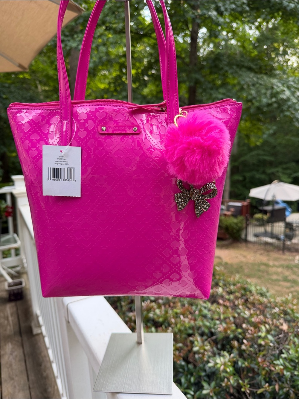 kate spade Bright Jeralyn Emerald Ave Snapdragon Pink Tote NWT Patent